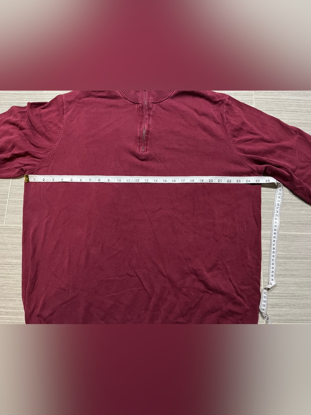 Burgundy Men's Half-Zip Sweater - 100% Cotton - XXL - Picture 5 of 12